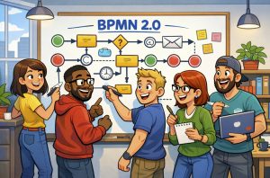 Stakeholders working together on a BPMN 2.0 process map
